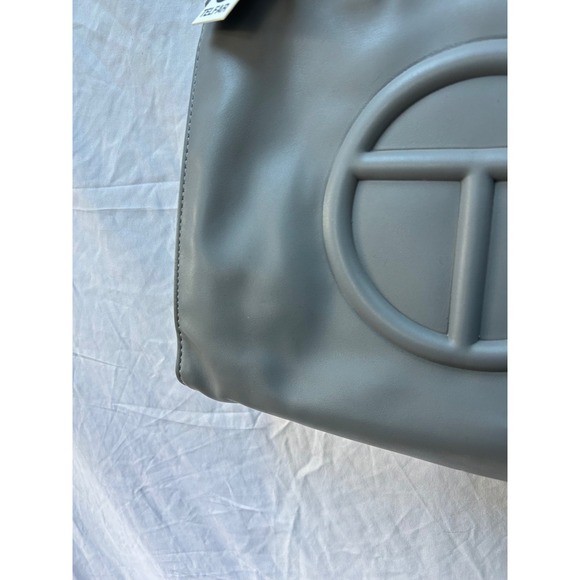 Telfar Small Shopping Bag Grey Faux Leather Crossbody Top Handle - Picture 4 of 12